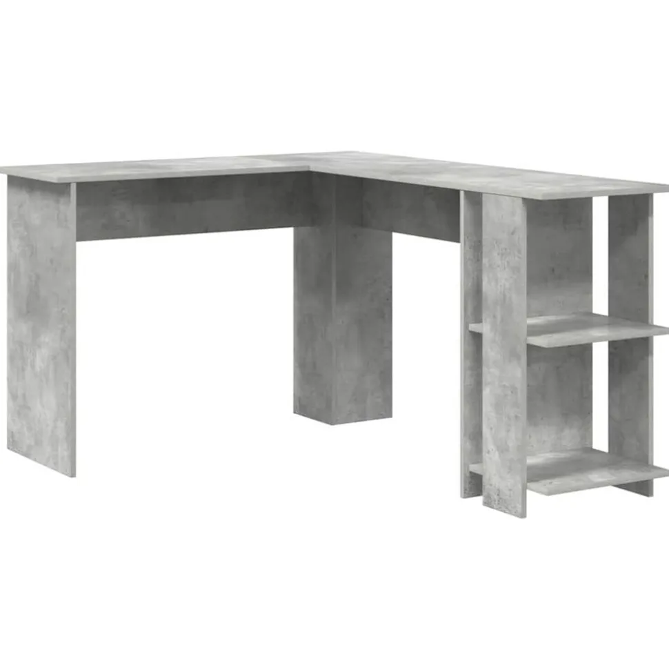 vidaXL Hoekbureau Beton Grijs 140 x 113,5 x 75 cm Bewerkt hout
