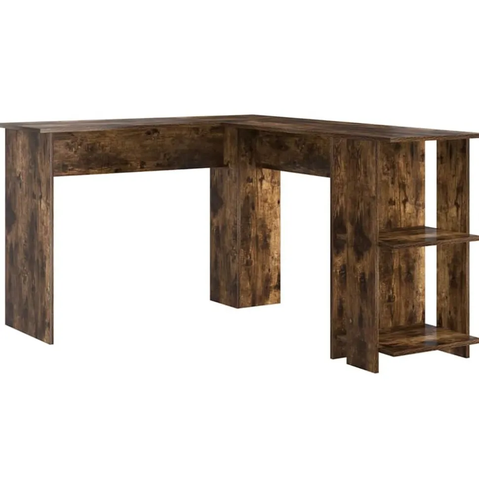 vidaXL Hoekbureau Gerookt eiken 140 x 113,5 x 75 cm Bewerkt hout