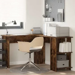 vidaXL Hoekbureau Gerookt eiken 140 x 113,5 x 75 cm Bewerkt hout