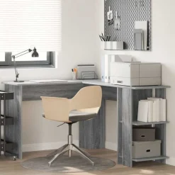 vidaXL Hoekbureau Grijs Sonoma 140 x 113,5 x 75 cm Bewerkt hout