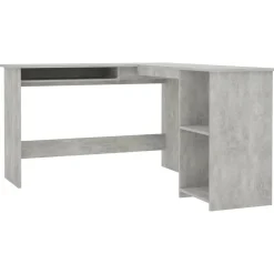 vidaXL Hoekbureau L-vormig 120x140x75 cm bewerkt hout betongrijs