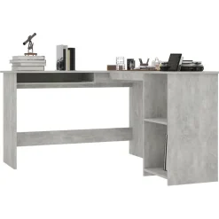 vidaXL Hoekbureau L-vormig 120x140x75 cm bewerkt hout betongrijs