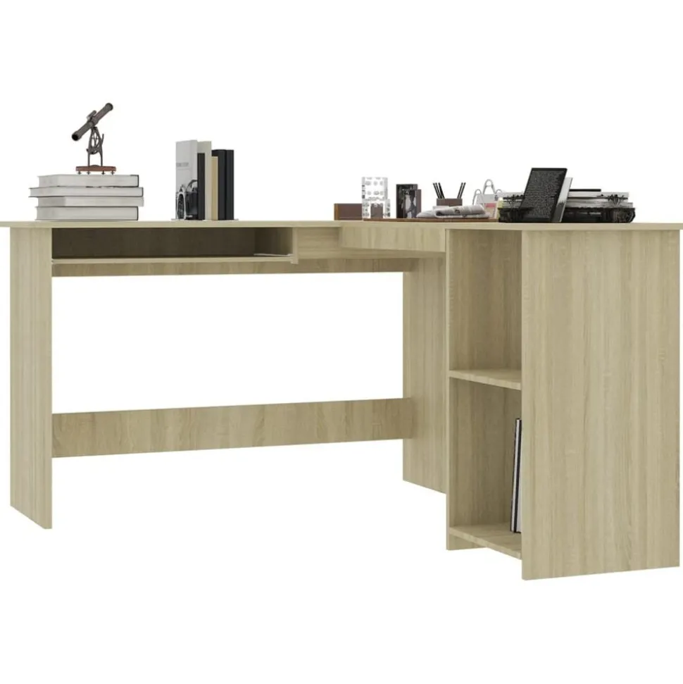 vidaXL Hoekbureau L-vormig 120x140x75cm bewerkt hout sonoma eikenkleur