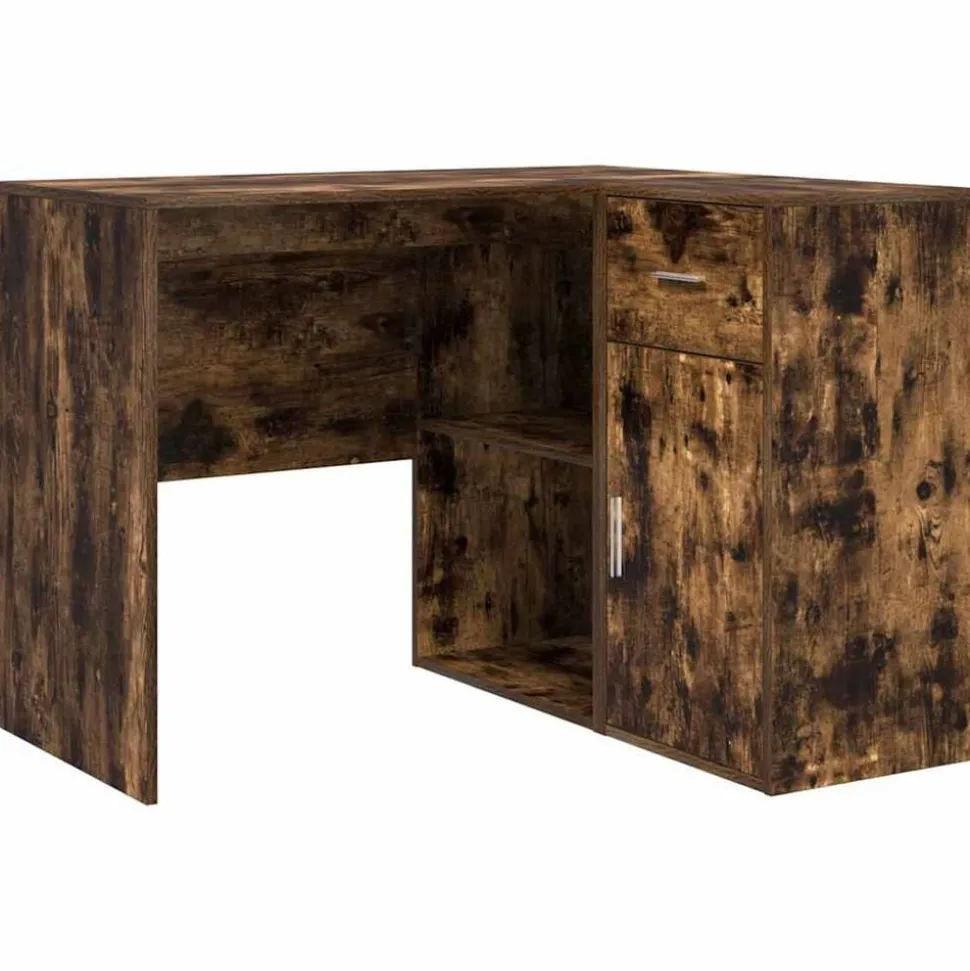 vidaXL Hoekbureau met lade Gerookt eiken 102 x 88 x 75 cm