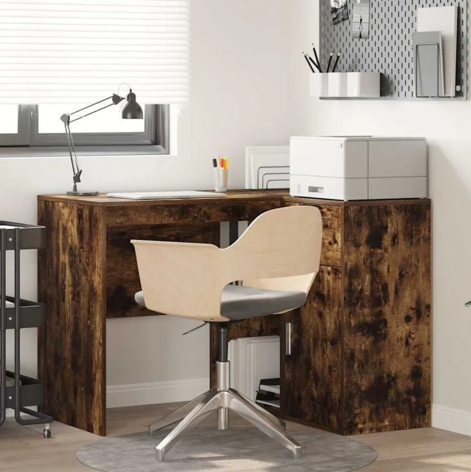 vidaXL Hoekbureau met lade Gerookt eiken 102 x 88 x 75 cm