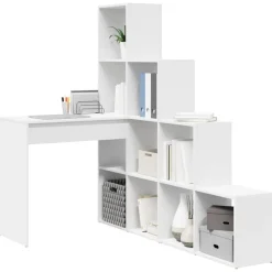 vidaXL Hoekbureau met plank Wit 101,5 x 149,5 x 149,5 cm Bewerkt hout