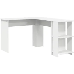 vidaXL Hoekbureau met plank Wit 140 x 113,5 x 75 cm Bewerkt hout