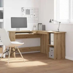 vidaXL Hoekbureau 120x140x75 cm bewerkt hout artisanaal eikenkleur