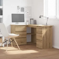 vidaXL Hoekbureau 145x100x76 cm bewerkt hout artisanaal eikenkleur