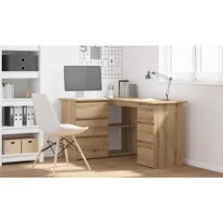 vidaXL Hoekbureau 145x100x76 cm bewerkt hout artisanaal eikenkleur