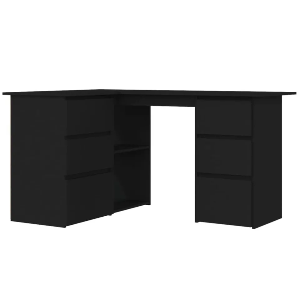 vidaXL Hoekbureau 145x100x76 cm bewerkt hout zwart
