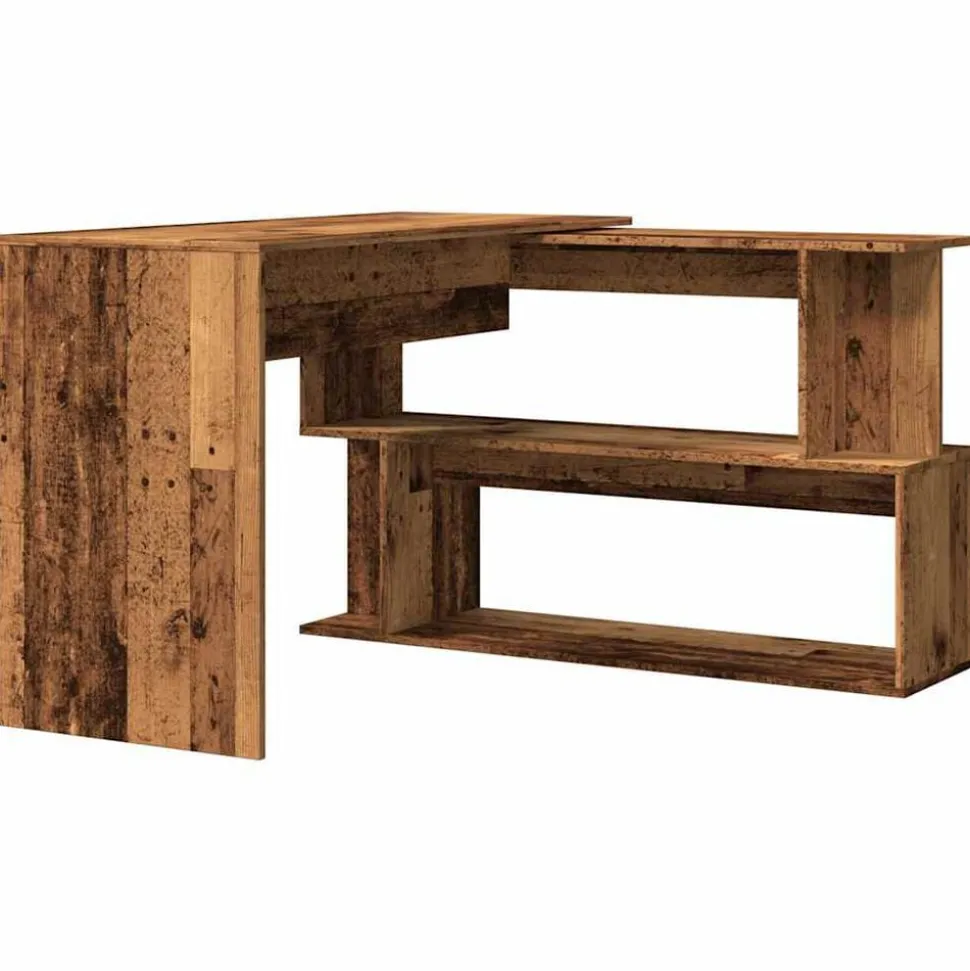 vidaXL Hoekbureau 200,5x50x76 cm bewerkt hout oud houtkleurig