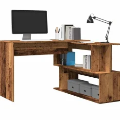 vidaXL Hoekbureau 200,5x50x76 cm bewerkt hout oud houtkleurig