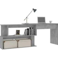 vidaXL Hoekbureau 200x50x76 cm bewerkt hout betongrijs