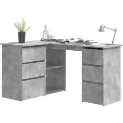 vidaXL Hoekbureau 145x100x76 cm bewerkt hout betongrijs