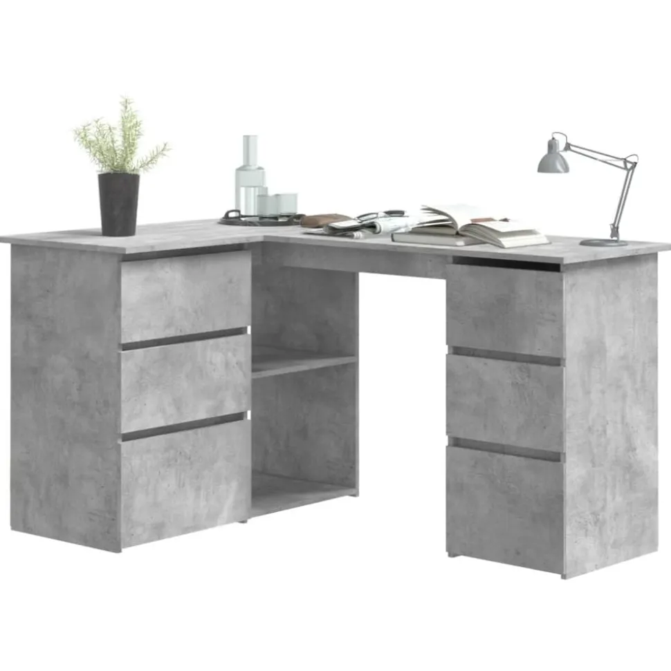 vidaXL Hoekbureau 145x100x76 cm bewerkt hout betongrijs