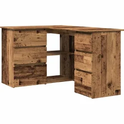 vidaXL Hoekbureau 145x100x76 cm bewerkt hout oud houtkleurig
