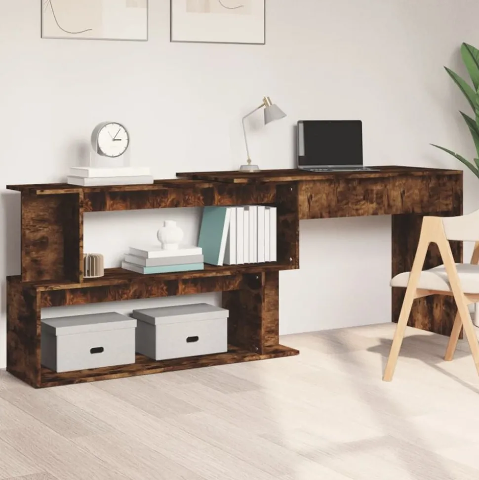 vidaXL Hoekbureau 200x50x76 cm bewerkt hout gerookt eikenkleur