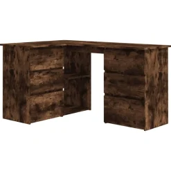 vidaXL Hoekbureau 145x100x76 cm bewerkt hout gerookt eikenkleurig
