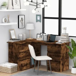 vidaXL Hoekbureau 145x100x76 cm bewerkt hout gerookt eikenkleurig