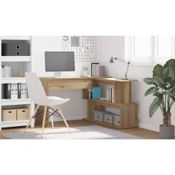 vidaXL Hoekbureau 200,5x50x76 cm bewerkt hout artisanaal eikenkleur