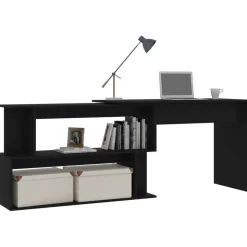 vidaXL Hoekbureau 200x50x76 cm bewerkt hout zwart