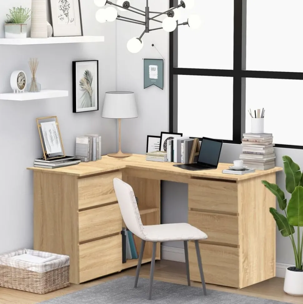 vidaXL Hoekbureau 145x100x76 cm bewerkt hout sonoma eikenkleurig