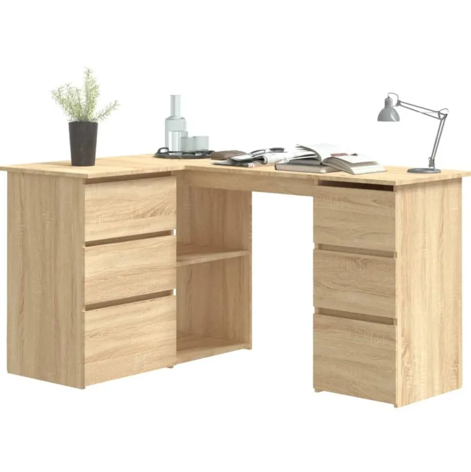 vidaXL Hoekbureau 145x100x76 cm bewerkt hout sonoma eikenkleurig