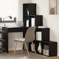 vidaXL Hoekbureau Zwart Eiken 101,5 x 149,5 x 149,5 cm Bewerkt hout