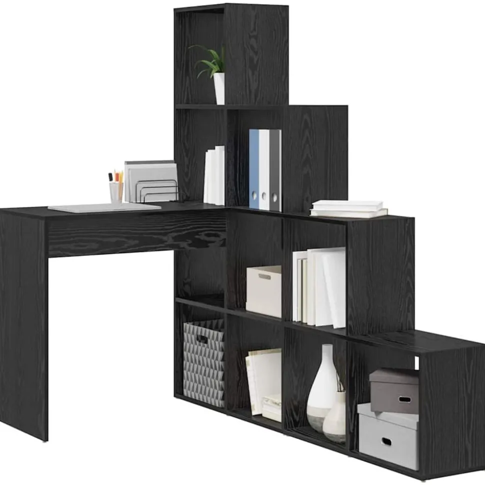 vidaXL Hoekbureau Zwart Eiken 101,5 x 149,5 x 149,5 cm Bewerkt hout