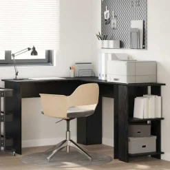 vidaXL Hoekbureau Zwart Eiken 140 x 113,5 x 75 cm Bewerkt hout