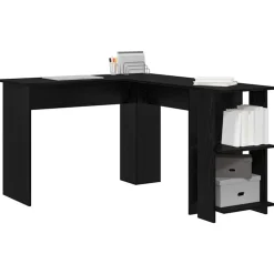 vidaXL Hoekbureau Zwart Eiken 140 x 113,5 x 75 cm Bewerkt hout