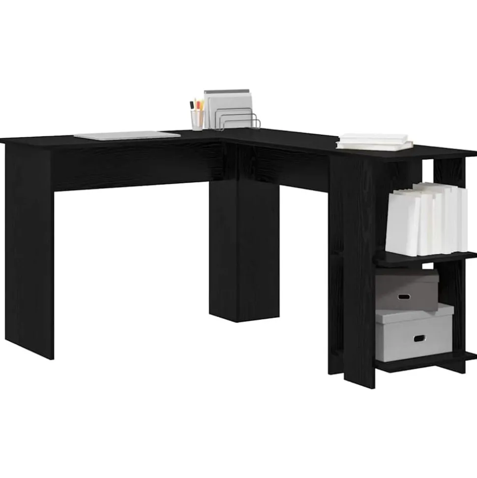 vidaXL Hoekbureau Zwart Eiken 140 x 113,5 x 75 cm Bewerkt hout