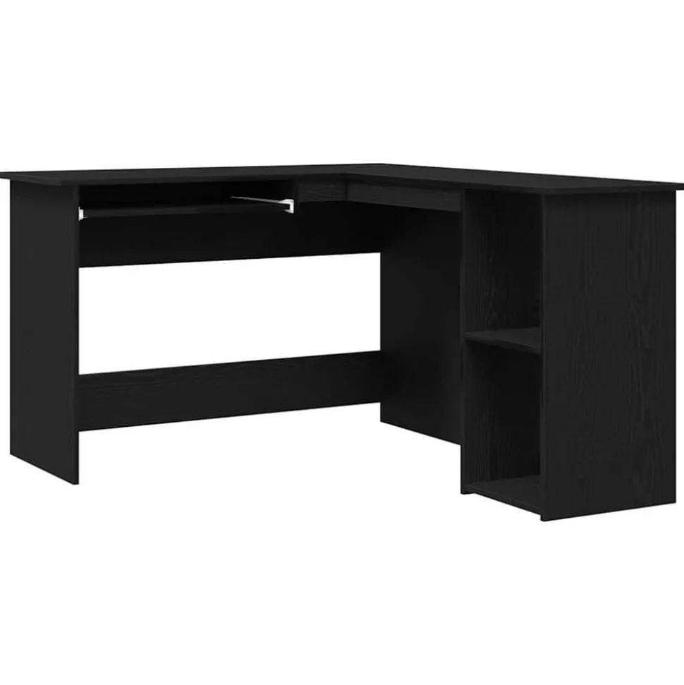 vidaXL Hoekbureau Zwart Eiken 120 x 140 x 75 cm Bewerkt hout
