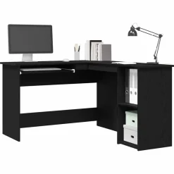 vidaXL Hoekbureau Zwart Eiken 120 x 140 x 75 cm Bewerkt hout