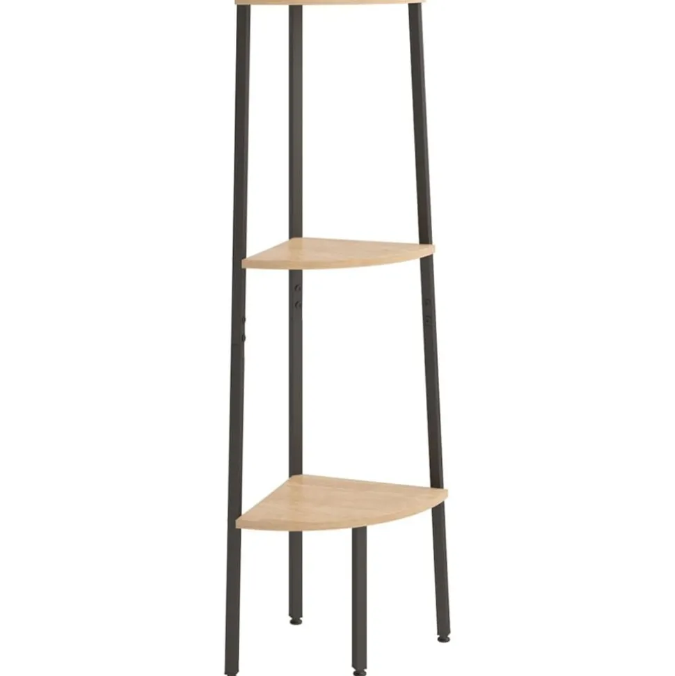 vidaXL Hoekkastje met 3 schappen 45,5x31,5x120 cm lichtbruin en zwart