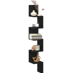 vidaXL Hoekplank met plank Zwart Eiken 20 x 20 x 127,5 cm Bewerkt hout