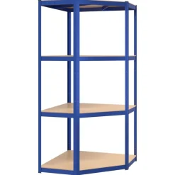vidaXL Hoekrek 4-laags staal en bewerkt hout blauw