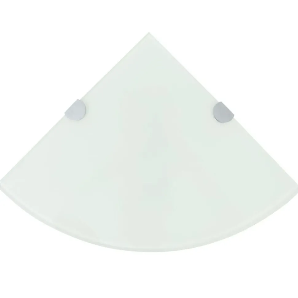 vidaXL Hoekschap met chromen dragers 25x25 cm glas wit