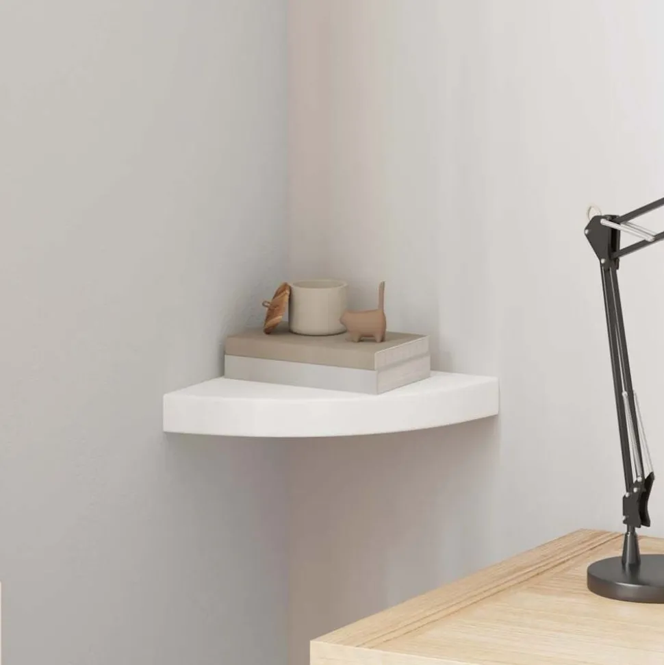 vidaXL Hoekschap zwevend 25x25x3,8 cm MDF wit