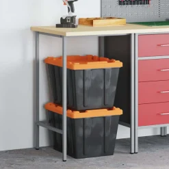 vidaXL Hoektafel Grijs 55 x 55 x 85 cm Staal en Geg engineered Hout