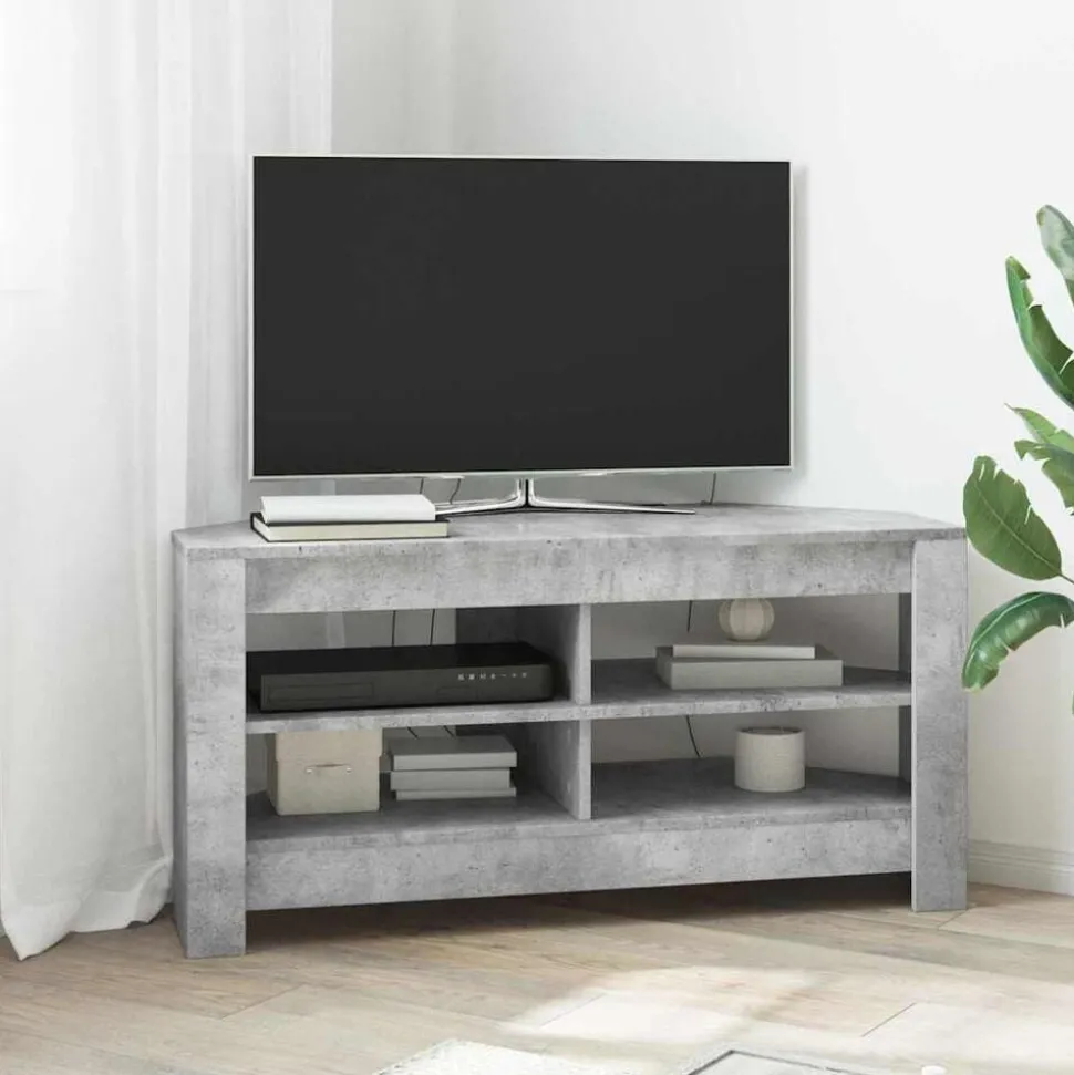 vidaXL HoekTVKast Beton Grijs 102 x 40,5 x 45 cm Bewerkt hout