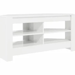 vidaXL HoekTVKast Hoogglans Wit 102 x 40,5 x 45 cm Bewerkt hout