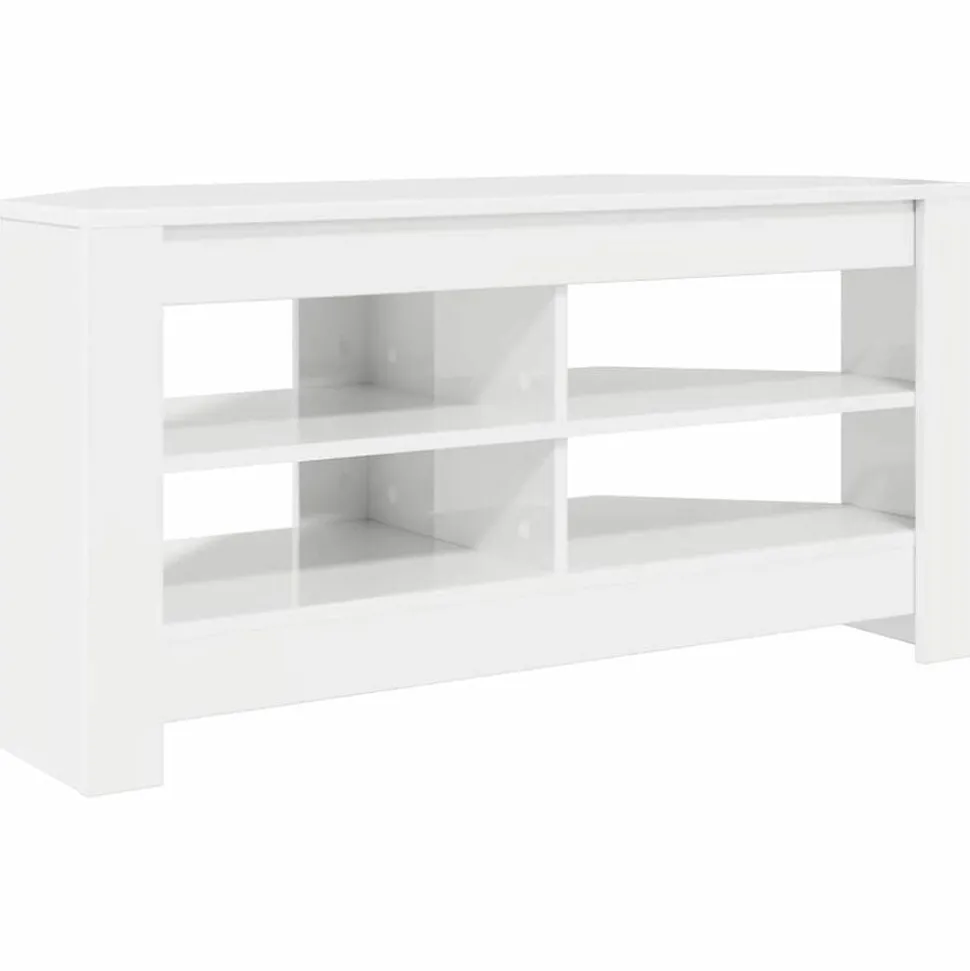vidaXL HoekTVKast Hoogglans Wit 102 x 40,5 x 45 cm Bewerkt hout