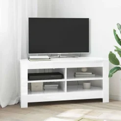 vidaXL HoekTVKast Hoogglans Wit 102 x 40,5 x 45 cm Bewerkt hout