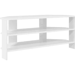 vidaXL HoekTVKast Hoogglans Wit 102x40,5x45cm Bewerkt hout