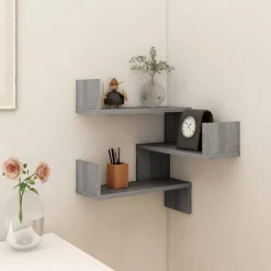 vidaXL Hoekwandschap 40x40x50 cm bewerkt hout grijs sonoma eikenkleur