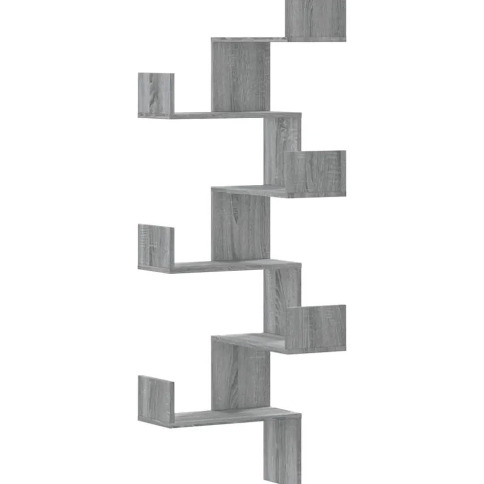 vidaXL Hoekwandschap 45x45x147 cm bewerkt hout grijs sonoma eikenkleur