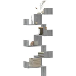 vidaXL Hoekwandschap 45x45x147 cm bewerkt hout grijs sonoma eikenkleur