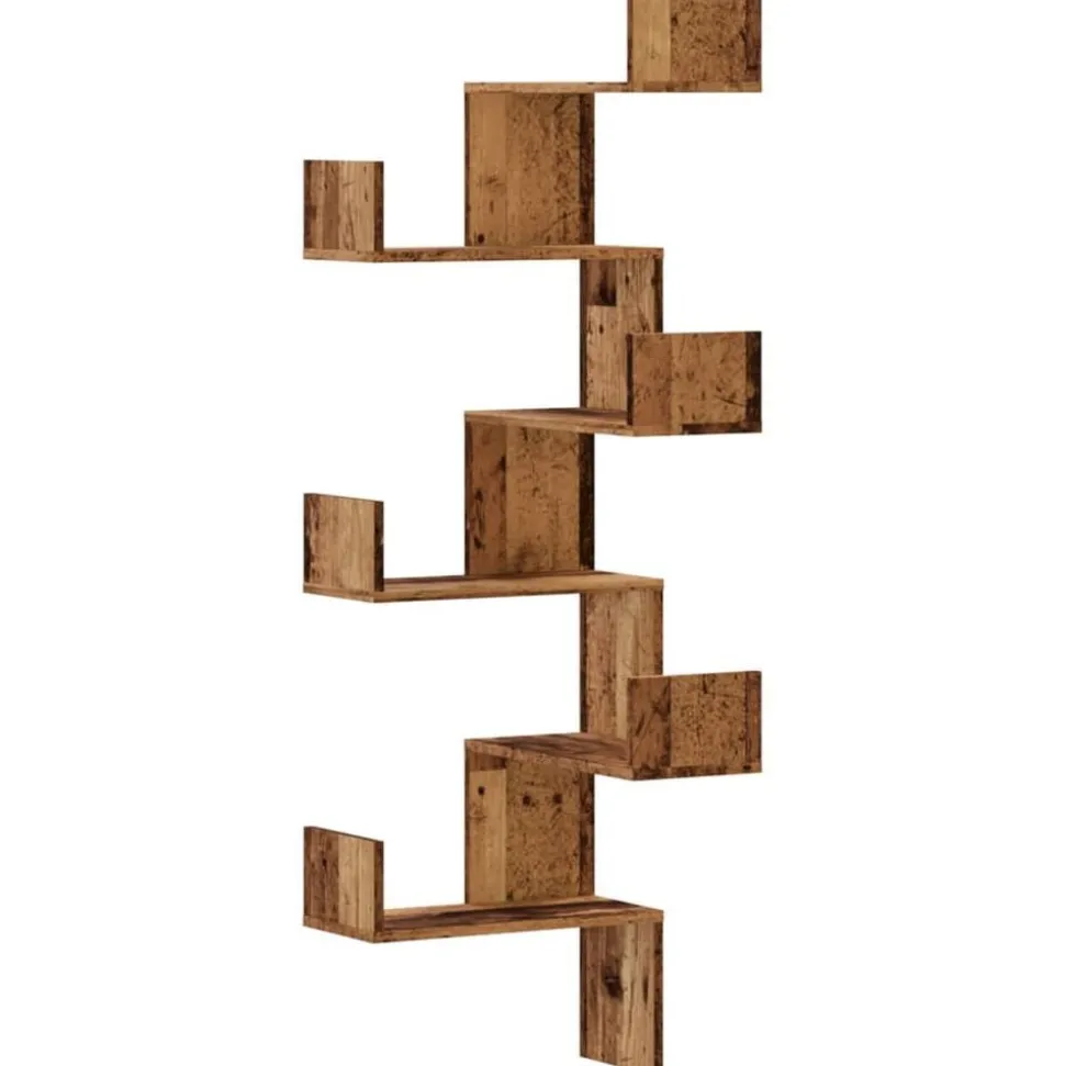 vidaXL Hoekwandschap 45x45x147 cm bewerkt hout out houtkleurig